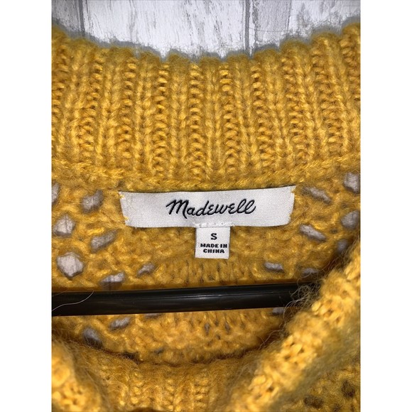 Womens Size S Madewell Windemere Pointelle Sweater Yellow EUC - Picture 5 of 7